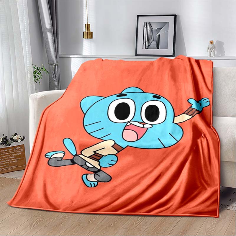 The Amazing World of Gumball Print Flannel Throw Blanket Soft Warm Cartoon Bed Sofa Cover for Kids Bedroom Home Decor Gift