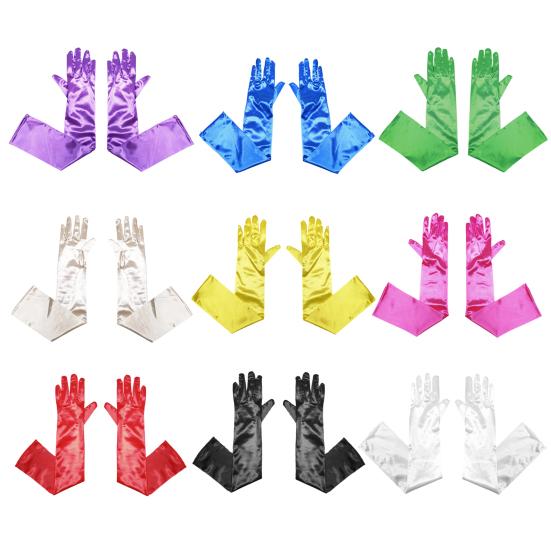 1 Pair Smooth Satin Long Gloves Silky Material Fancy Dress Gloves Wedding Dress Photography Accessories
