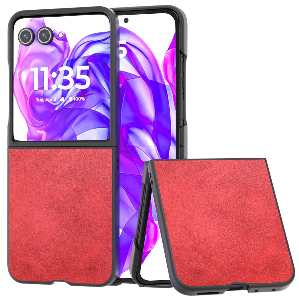 For Motorola Razr 50 Ultra 5G Case Cowhide Texture Anti-Drop PU+PC Phone Cover