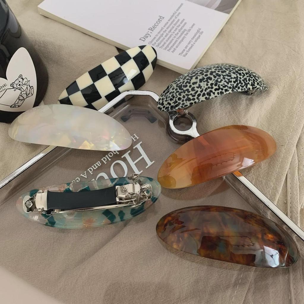 "Französische Vintage Acetat Ovale Haarnadel - Luxus Nischendesign für Pony & Seitenclips"