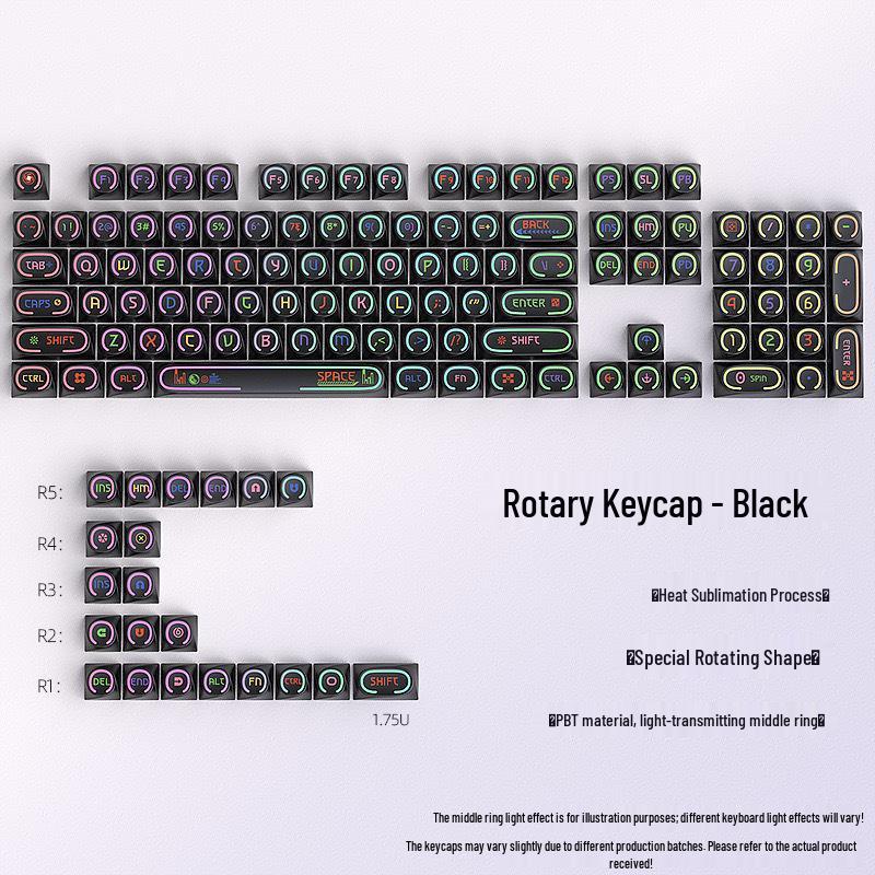 Korean Translucent Rotating Keycaps - 125-Key PBT Micro-Frosted Set, Dye-Sublimation OEM Height