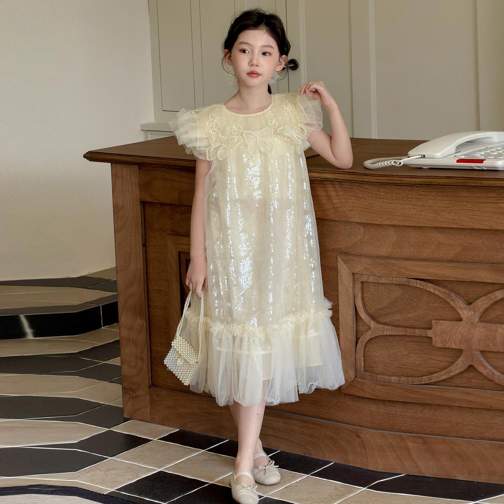 Girls' Summer 2026 New Style Children's Stylish Korean Edition Mesh Princess Dress Girls' Summer Dress