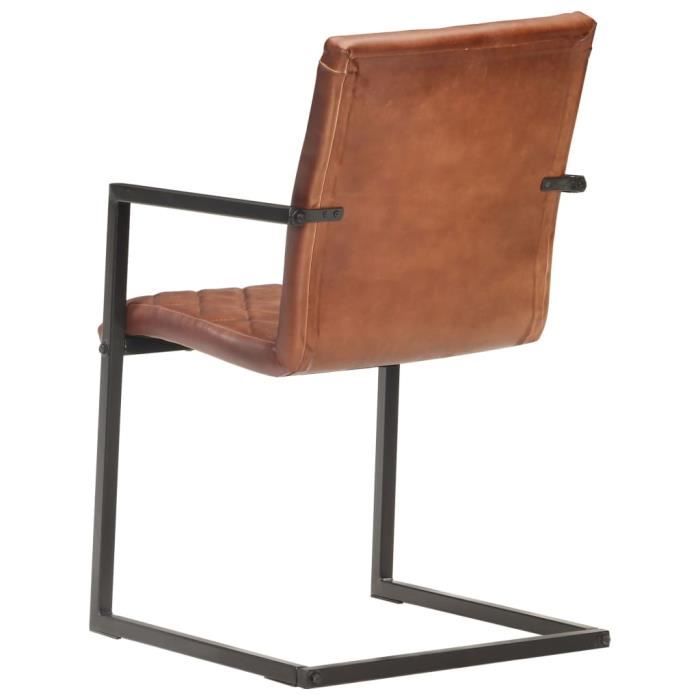 VidaXL Chaises de salle à manger cantilever 2pcs Marron Cuir véritable