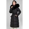 Women's Fur Collar Down Jacket Mid-length Over-the-knee Thickened Hooded Cotton-padded Jacket Winter Coat