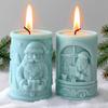 Relief Column Candle Mold Flexible Christmas Plaster Mold Santa Claus Candle Mold Heat-Resistant For Home Decor Christmas Gift