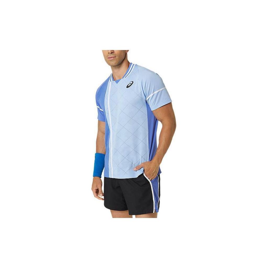 Asics Colorblock Logo Short Sleeve T-Shirt Men Tops Blue 2041A282-403