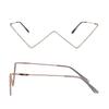 Eyewear Decoration Gold Fake Glasses Glasses Frame Triangle Glasses Frame Rhinestones Glasses Frame