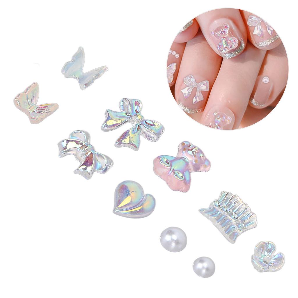Nail Art Decoration Cute Shiny Delicate Bow Bear Shaped Nail Ornament Accessories for Home Nail Salon