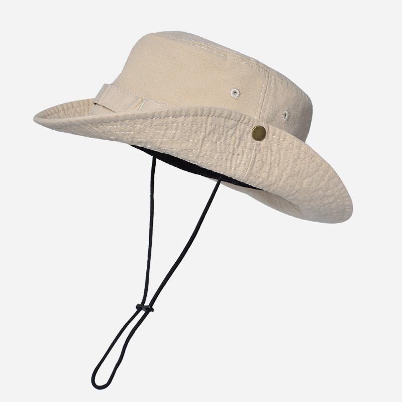 

Classic Cotton Fisherman Hat With Wide Brim For Outdoor Sun Protection Summer Casual Wear Beige