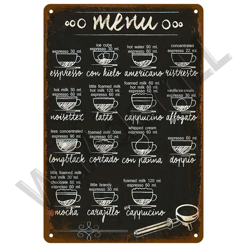 Vintage Tin Sign Plaque Metal Plate Wall Art Posters Metal Sign Retro Decor Coffee For Kitchen Bar Cafe Room Retro Iron Painting