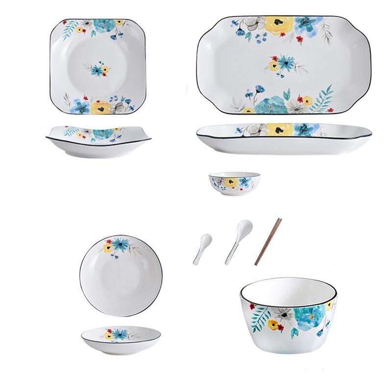 Blumiges Essgeschirr 29-teiliges Keramik-Speiseservice