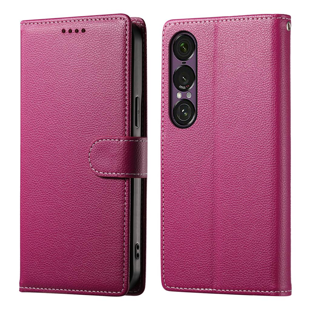 For Sony Xperia 1 VII Stand Case Litchi Texture Leather Wallet Phone Cover Magnetic Snap