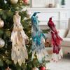 Feather Birds Christmas Peacock Ornaments Clip-On Faux Peacock Figurine Home Party Decor