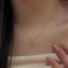 Blue Ocean Heart Aquamarine Rhinestone Pendant Necklace