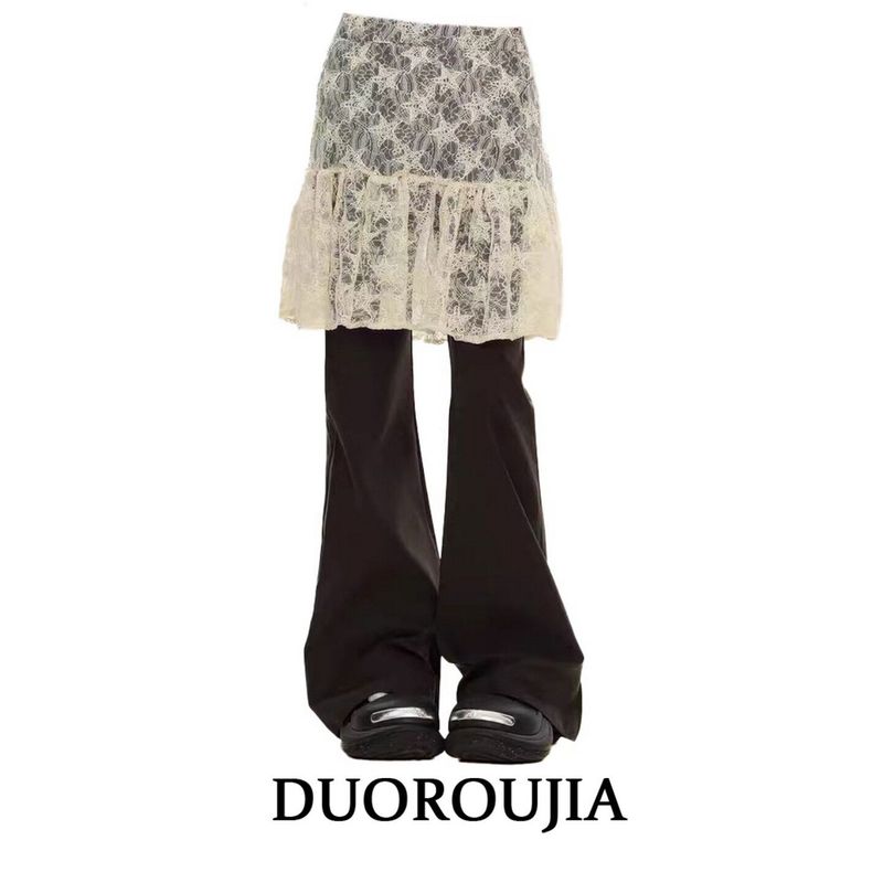 

Duor Large Size White Lace Star Patterned Skirt for Women, Spring and Autumn American Style Layered Street Fashion Butt-Covering Half Skirt White M