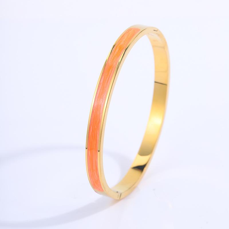 Titanium steel bracelet, European and American fashion enamel drip bracelet, girls' high-end k real gold electroplated bracelet