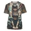 2025 Men's T-Shirt Anime Samurai Girl 3D Print T Shirt Fashion Men Women Street Trend Top Japanese Korean Style Short Sleeve Tee