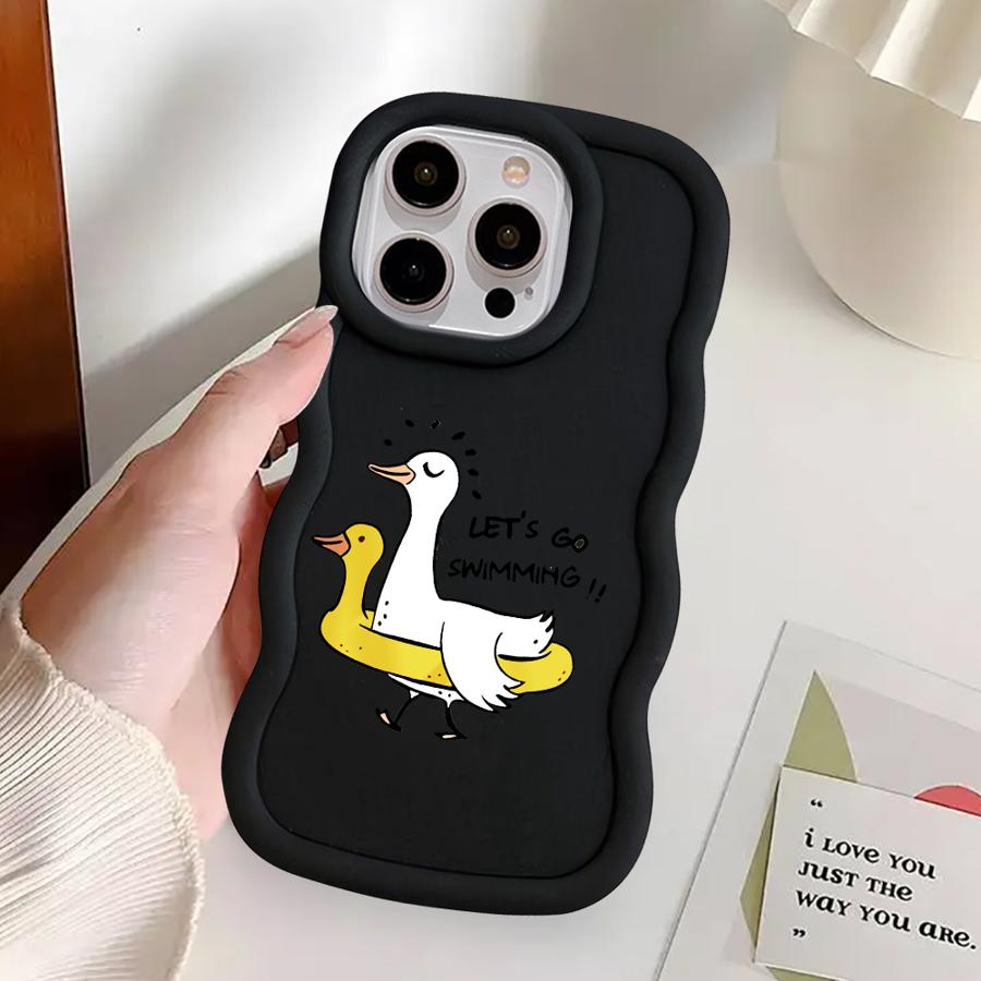 Cartoon Duck Soft Phone Cover Case for iPhone 18 17 Air 14 11 12 13 8 XR 15 Plus 16 Pro Max