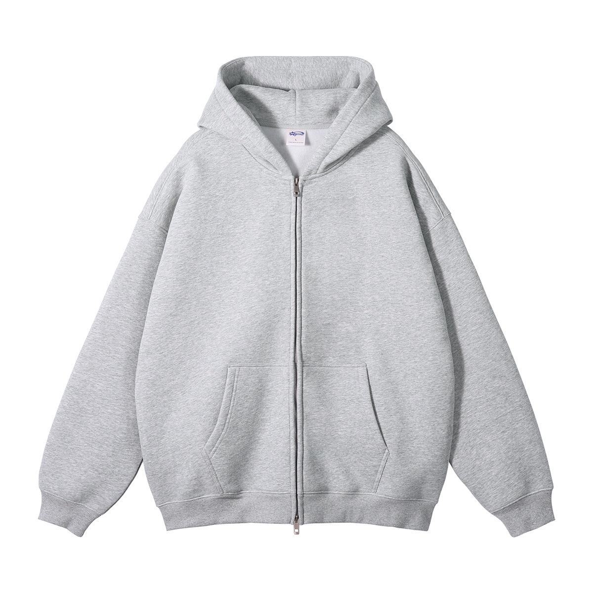 2024 Men s Plus Velvet Thick Hooded Sweatshirt - Autumn/Winter Double Zipper Cardigan L