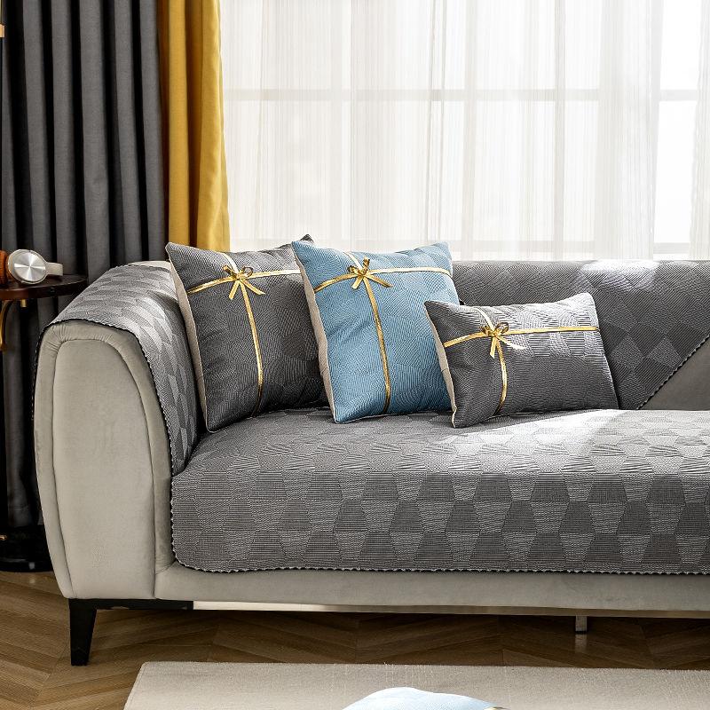 Summer Ice Silk Non-Slip Sofa Cushion Cover Living Room Four Seasons Universal Sofa Backrest Armrest Cushion Cover Sofa Seat