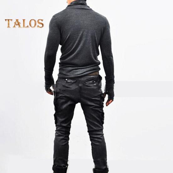 Frühlings- und Herbstoberteil für Herren mit Nackenschutz, hoher Kragen, schmale Passform, dehnbar, plissiert, lange Ärmel, Pullover-Sweatshirt für den Heimsport, Fitnessstudio, Straßenkleidung