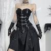 GlowGirl Goth Σκοτεινό Punk Grunge Δερμάτινα Κορσέ Κορμάκια Χωρίς Τιράντες Με Πόρπη Εμπορικό Κέντρο Γοτθικό Φερμουάρ Γυναικεία Σωληνωτά Μπλουζάκια Y2K Coquette Streetwear Εναλλακτικά Μπουστάκια Γιλέκα