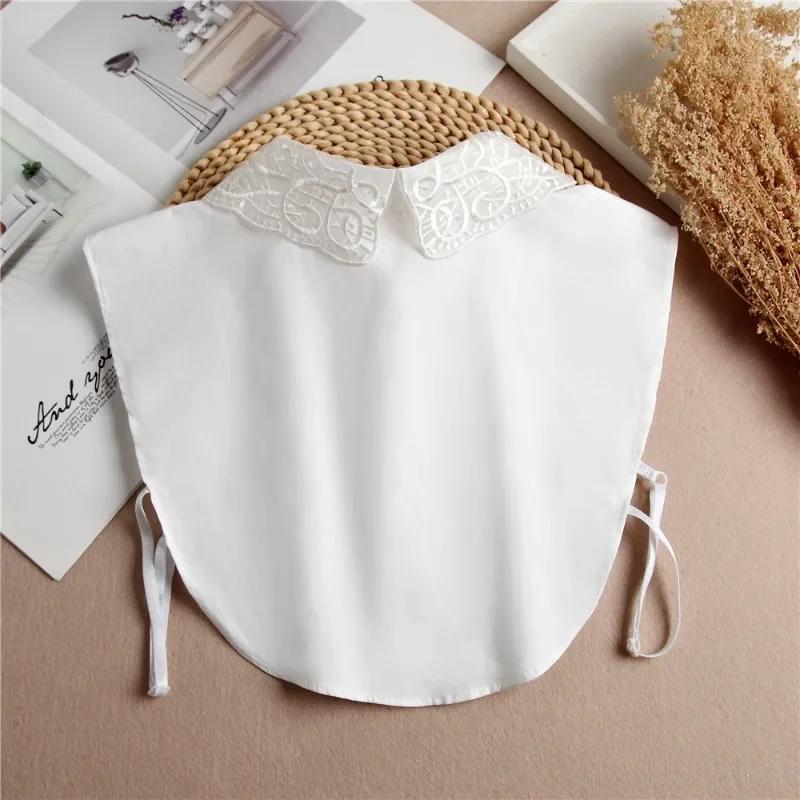 Korean Style Fake Collar for Womens Embroidered Autumn and Winter Decorative False Collar Half Shirt Detachable Collar Tie