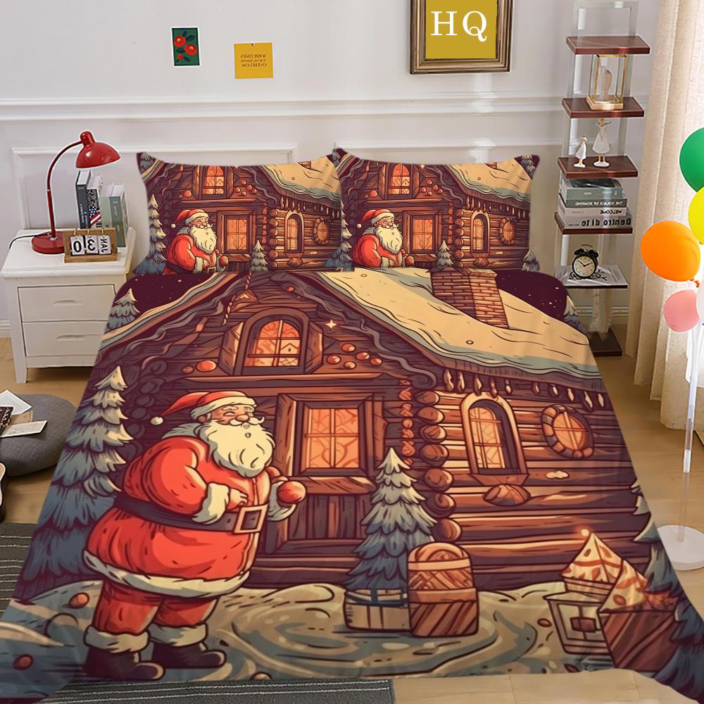 3D Christmas Printing Duvet Cover Set Full Size Microfiber Bedding Set High Ranking Lovely Bedspreads