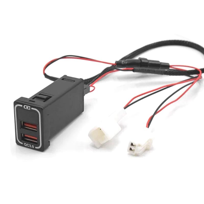 QC3.0 Car USB Port Fast Charger For TOYOTA Camry Land Cruiser 200 RAV4 Corolla Adapter LED Voltmeter