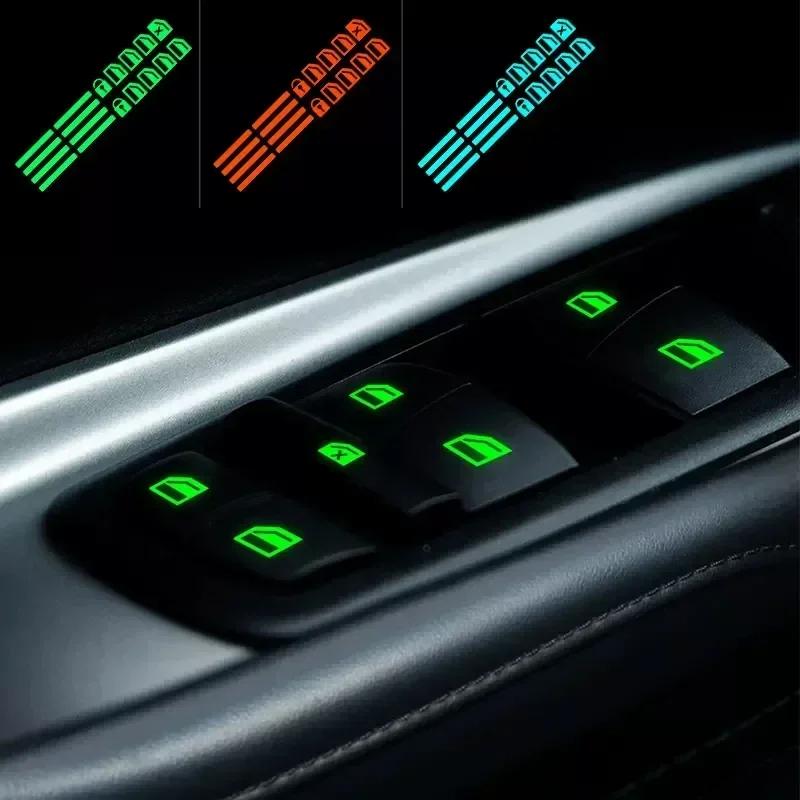 Car Door Window Luminous Button Sticker Car Accessories For Subaru Forester XV Mitsubishi Asx Outlander Honda Civic Mazda 2
