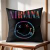 Cool Band NNirvana Cushion Cover Natural Linen Organic Fabric DoubleSided Printing Couch Pillow Covers Home Decor