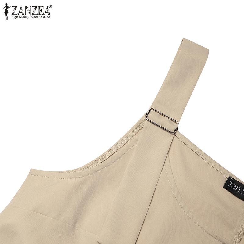 ZANZEA Womens Casual Sleeveless Straps Overalls Dress