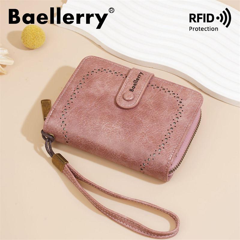 Baellerry RFID Anti Theft Protection Zipper Card Holder for Women Ladies Fashion Money Packs PU Leather Purse Wallets