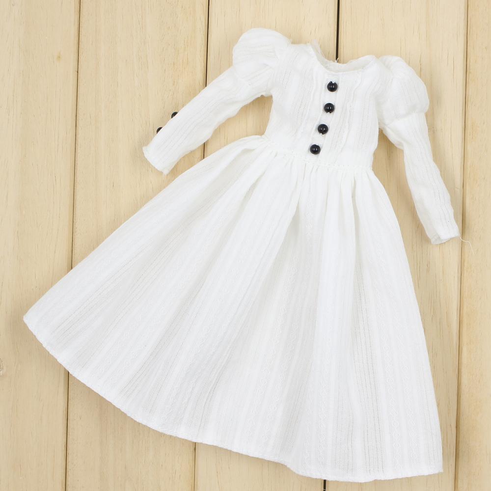 Outfits for Blyth Doll One Piece Simple White Dress Simple Dressing Suit for 1/6 Azone BJD ICY DBS