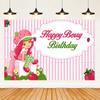 Cartoon Rosa Süßes Erdbeer-Mädchen Thema Hintergrund Mädchen Geburtstagsparty Banner Dekoration Zubehör Babyparty Geschenke Foto Requisiten