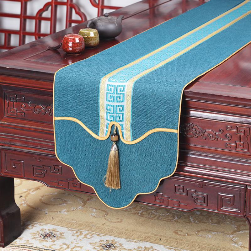 New Chinese Style Table Flag Modern Minimalist Zen Style Waterproof Tea Mat Long Tea Table Fabric Art Tablecloth