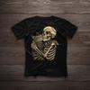 Cat Hugging Skeleton T-Shirt | Funny Gothic Humor Tee