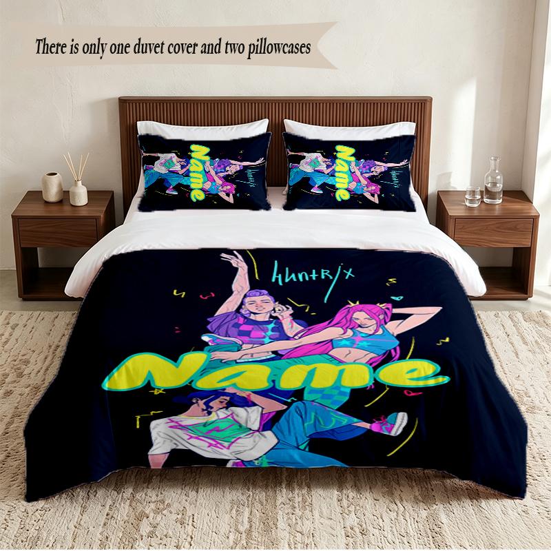 HUNTRIX Personalisierte Individuelle Name 3-teiliges Bettwäsche-Set Weiches Bettbezug-Set Für Schlafzimmer Heimdekoration