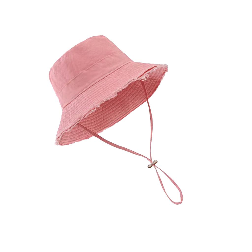 Distressed Wide Brim Bucket Hat For Women Outdoor Beach Travel Adjustable Drawstring Sun Protective Fisherman Hat