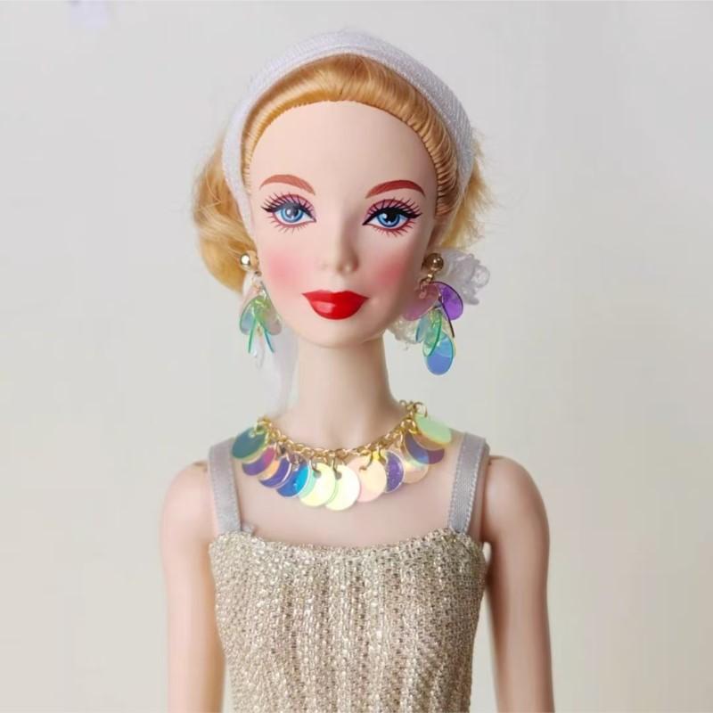 1/6 New Doll Vibrant Multi-Colored Sequins Jewelry Series Daily Party Dress Up Necklace Earrings Bracelet For 30Cm Fr Ob Pp Dolls Accessories