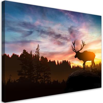 Canvas Print Deer At Sunset