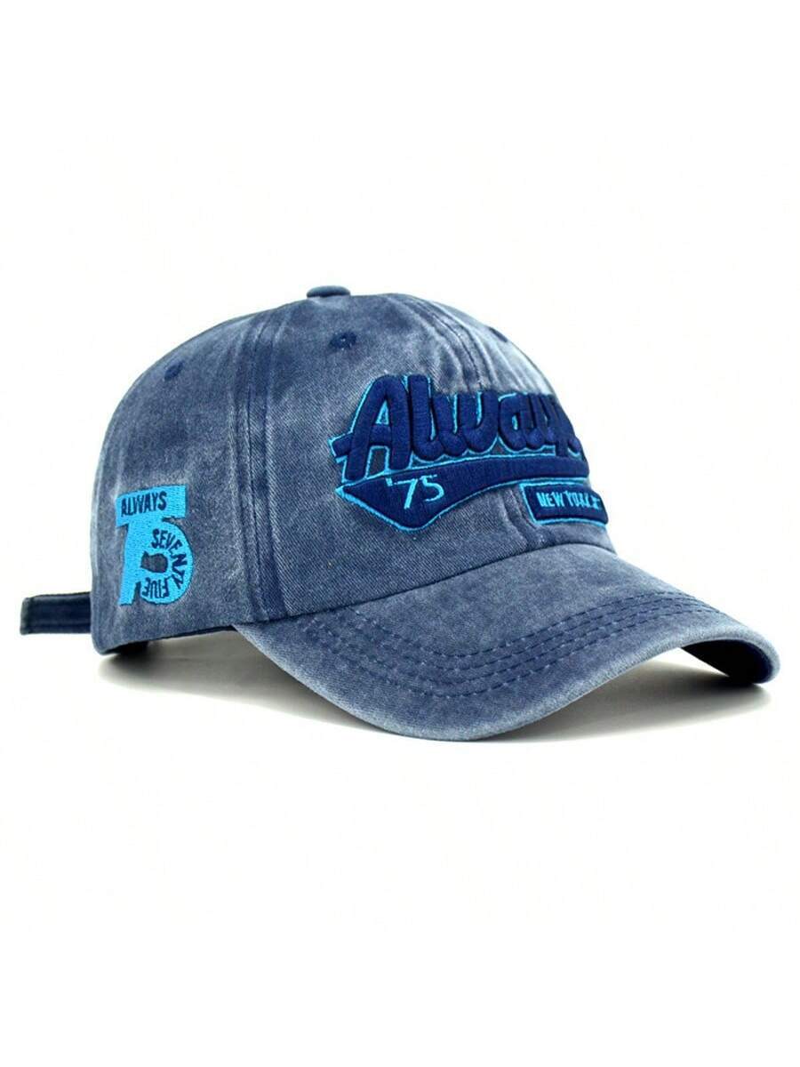 Retro Embroidered Denim Baseball Cap Adjustable Sun Protection Hat