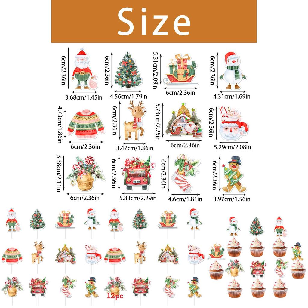 Christmas Cake Decoration Flags Set With Vintage Design For Holiday Parties