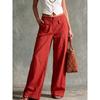 Women's High Rise Wide Leg Pants Loose Fit Solid Color Linen Palazzo Trousers Casual Commute Straight Leg Pants