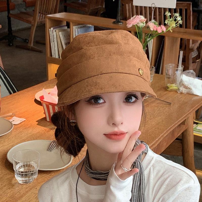 Beret female literary new retro equestrian hat wide brim show face small British painter hat