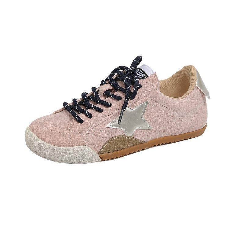 

Inner height increase stars old dirty board shoes women s retro mandarin duck lace-up color matching flat bottom casual sports moral training shoes 40