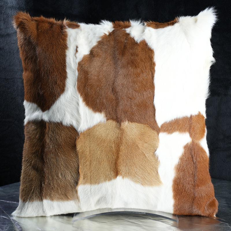 Plush Cow Print Pillowcase 50x50cm Double-sided Cushion Cover Artistic Color-block Throw Pillow Cover Home Decor