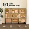 10-Cube Bookcase, 3-Tier Book Shelf with Solid Wood Legs, 140 cm Modern Bookshelf with Anti-Tip Kit, Light Green