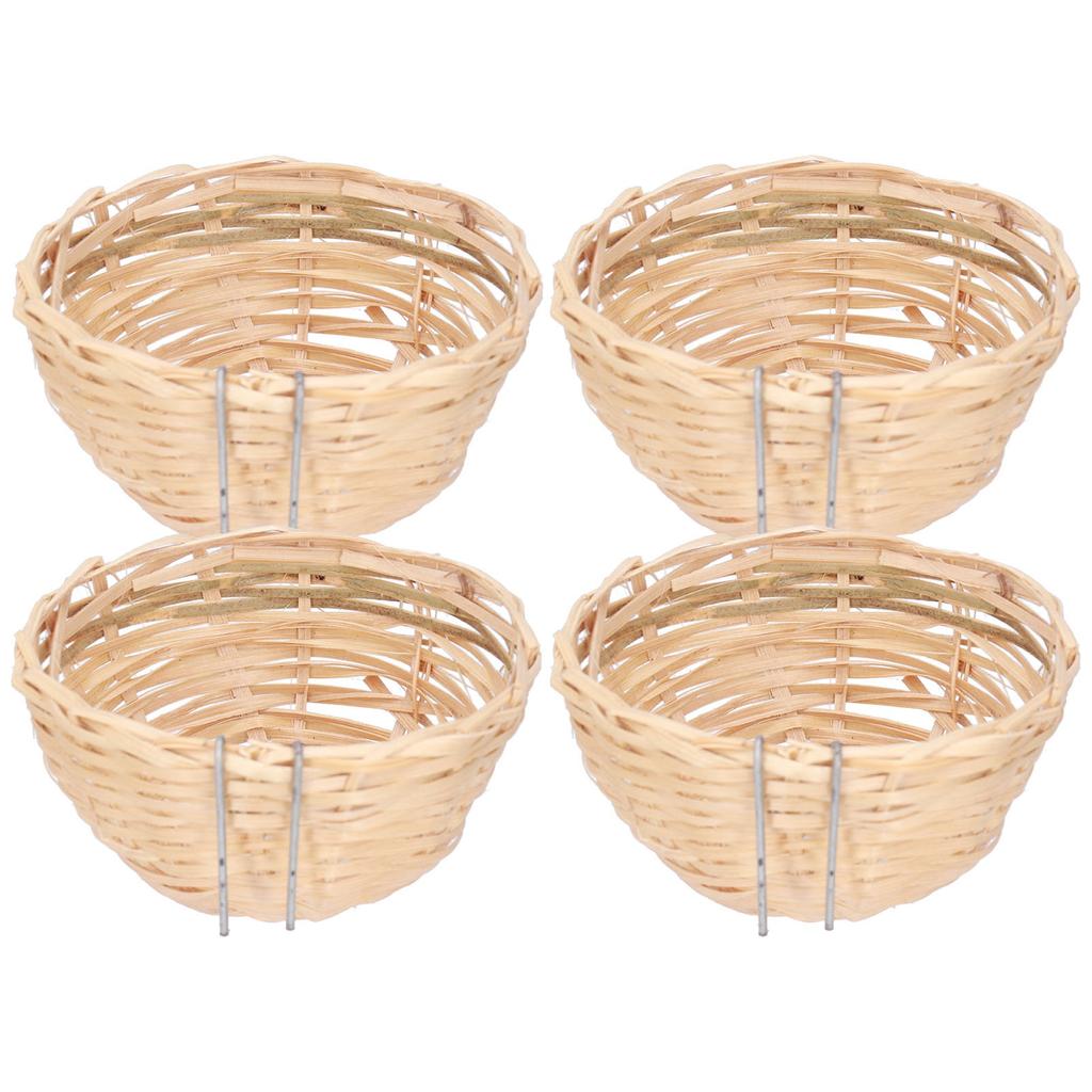 4pcs Bamboo Bird Nest Handmade Weaving Breeding Resting Bird House with Hook for Parrots Canary