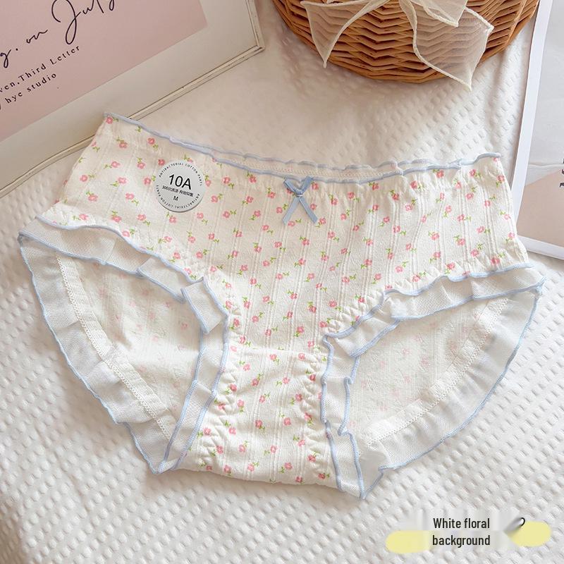 10A Antibacterial Women's Mid-Waist Pure Cotton Triangle Briefs - Soft, Comfortable, Skin-Friendly, Cute, and Sweet Style.
